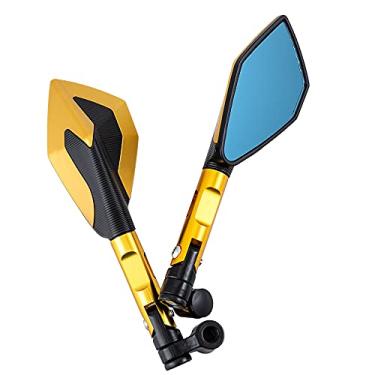 Imagem de Espelho lateral de motocicleta com parafusos de 8 mm e 10 mm, espelho retrovisor CNC de vidro azul antirreflexo universal