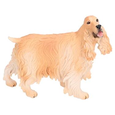 Imagem de Estatueta de cocker spaniel, estatueta de mini cachorro realista, modelo de cocker spaniel de simulação de cachorro de plástico, escultura de cachorro fácil de manter, brinquedo (PL127‑1543 Amarelo)