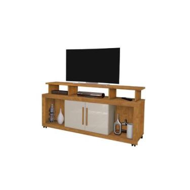 Imagem de Rack RU 2 Portas Para TV Até 60'' Polegadas Com Rodízios Cor Ipê / Of 