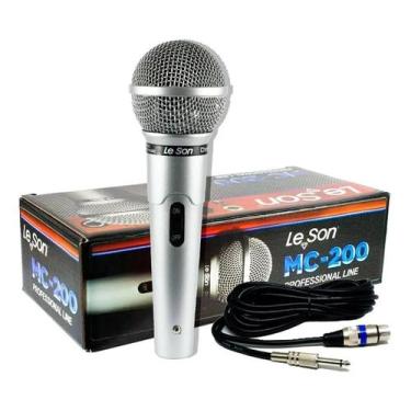 Imagem de Microfone Profissional Leson com fio 3 Metros MC200 Prata