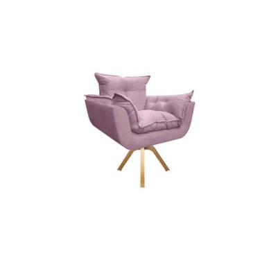 Imagem de Poltrona Decorativa Opala Base Giratória Suede Rosé Mz Decor - Mazzero