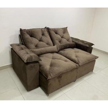 Imagem de Sofá Retrátil e Reclinável Grécia 1,95 Veludo Marrom