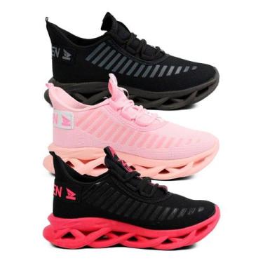 Imagem de Kit 3 Tênis Feminino Infantil Jaguar Casual Macio Caminhada Trabalho L