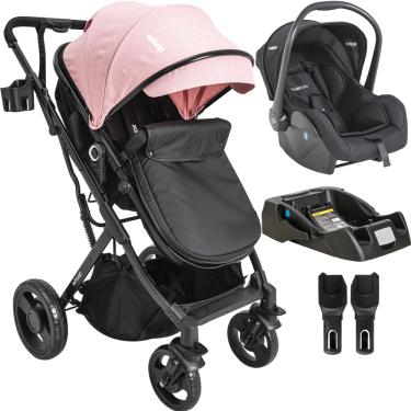 Imagem de Carrinho de Bebe Kiddo Vox II com Bebe Conforto e Base Rosa