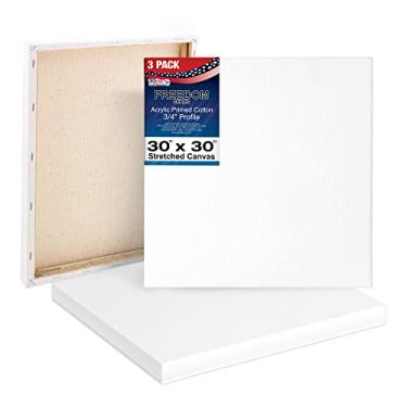 Imagem de U.S. Art Supply 30 x 30 inch Stretched Canvas 12-Ounce Triple Primed, 3-Pack - Professional Artist Quality White Blank 3/4" Profile, 100% Cotton, Heavy-Weight Gesso - Acrylic Pouring, Oil Painting
