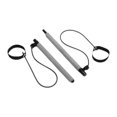 Imagem de rockible 2 Seções Pilates faixas de resistência, barra de tonificação portátil com equipamento de ginástica de loop de pé para agachamento, Cinza