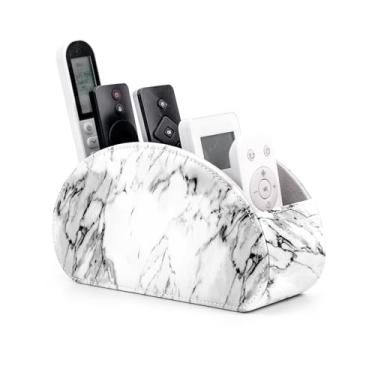 Imagem de Caixa organizadora de suporte de controle remoto com 5 compartimentos de couro sintético multifuncional para escritório, armazenamento de TV, controle remoto para reprodutor de mídia, pincel, lápis,