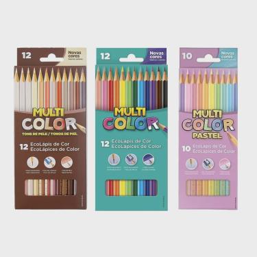 Imagem de Kit Lápis de Cor Ecolápis c/ 34 Cores Básicas + Pele + Pastel - MultiColor