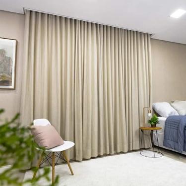 Imagem de Cortina Gaze De Linho Com Blackout Para Trilho Suiço Simples (BEGE, 6,00X2,60)