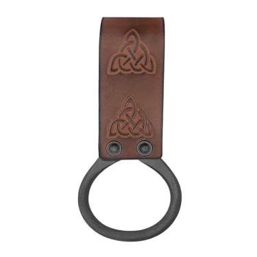 Imagem de Lord of Battles Sapo de machado de couro genuíno medieval | Coldre para machado com passador de cinto | Suporte de cintura para machados, ferramentas com design de nó celta