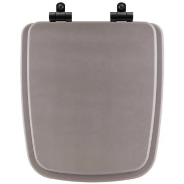 Imagem de Tampa De Vaso Poliéster Com Amortecedor Boss Stone (cinza Fosco) Para Bacia Incepa Com Ferragem Preta