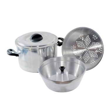 Imagem de Kit Panela A Vapor Banho Maria 4x1 Legumes Pudins 22cm 5,3l