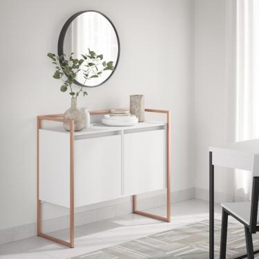 Imagem de Aparador Buffet 2 Portas Industrial Roma Branco Cobre