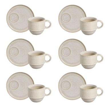 Imagem de Conjunto De Xícara De Chá Empilhável Com Pires 06 Peças Linhas Latte Porto Brasil