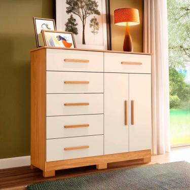 Imagem de Cômoda 2 Portas 6 Gavetas Carvalho Grife Off White Xiang Shop Jm