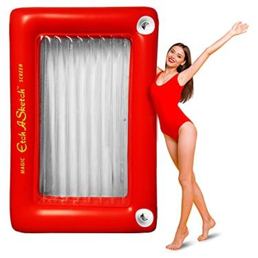 Imagem de Mighty Mojo Boia inflável para piscina Etch A Sketch – Jangada gigante para crianças e adultos – Boia para duas pessoas – Oficialmente licenciada – Mais de 1,8 m de altura – Perfeita para diversão de