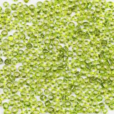 Imagem de Bala&Fillic Grânulos de sementes de 4 mm com forro de prata verde claro com cerca de 1200 peças/100 gramas no saco, 6/0 contas de vidro para artesanato para fazer pulseira e colar (verde claro forrado