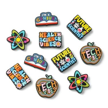 Imagem de UR URLIFEHALL 20 peças, 5 estilos, contas de silicone com tema científico, palavras de maçã, contas espaçadoras de borracha para canetas, joias, artesanato, faixa de cabelo, chaveiro