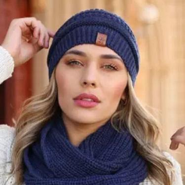 Imagem de Touca Caída Tricô Gorro Boina Beanie Lã Masculina Feminina Macio Quent