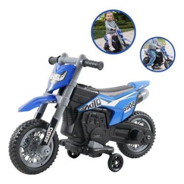 Imagem de Mini Moto Cross Infantil Elétrica 6V Recarregável Triciclo Criança Azu