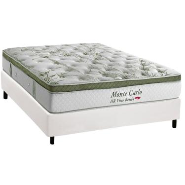 Imagem de Cama Box Casal: Colchão Molas Herval MasterPocket Ensacadas Monte Carlo HR Visco + Base CRC Courano Branco(138x188)