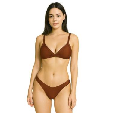 Imagem de Biquíni Feminino Liso Aviador Com Bojo Calcinha Fio Dental - Multmix, 