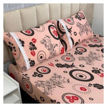 Imagem de Jogo de Lençol de Malha Casal 3 peças Estampado 100% Algodão Elástico 