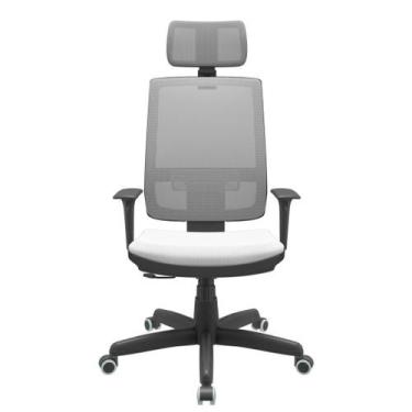 Imagem de Cadeira Office Brizza Tela Cinza Com Encosto Assento Aero Branco Relax