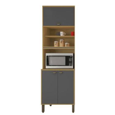 Imagem de Paneleiro Dortmund 4 Portas e 1 Prateleira Carvalho Americano/Grafite 