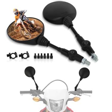 Imagem de IUVWISN Retrovisores laterais para motocicleta, retrovisores, redondos, dobráveis, parafuso de 10 mm, suporte de guidão de 7/20.3 cm, universal para aventura, rua, bicicleta, motocicleta, quadriciclo