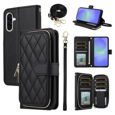 Imagem de Furiet Argyle Capa carteira para Samsung Galaxy A16/A26 5G com alça de pulso/ombro, 9+ compartimentos para cartões, bolsa com zíper, suporte quadriculado, capa para celular A 16 26 16A 26A 4G SM-A166U
