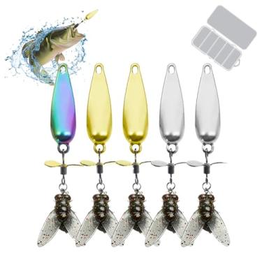 Imagem de Iscas De Pesca - Isca Metálica Com Hélice Para Água Doce | 5 Unidades De Iscas Artificiais Realistas Com Vibração Para Bagre Salmão Robalo Truta Lúcio Perca Em Lago Rio Riacho Pântano