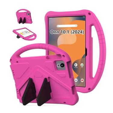 Imagem de YRH Capa para tablet Onn 10.1 (geração 4) 2024 (modelo: 100135925), capa infantil de EVA à prova de choque para tablet Onn 10,1 polegadas, rosered