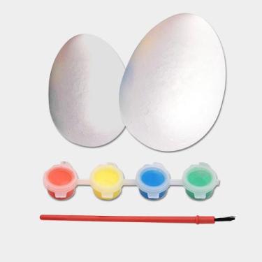 Imagem de Kit de Páscoa com 2 Ovos para Pintar + Tinta e Pincel - Wincy