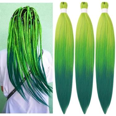 Imagem de Cabelo trançado verde ombré pré-esticado Kanekalon cabelo trançado