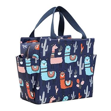 Imagem de ZJchao Tote Lunch Bag Reutilizável Isolado Alta Capacidade Lunch Box para Trabalho Piquenique Pendulares Durável Cation Material Azul Escuro 25x14x25cm