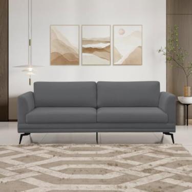 Imagem de Sofá Living Elegante Poemme 2,20mt Pé De Ferro - Veludo Cinza