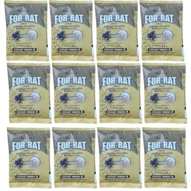 Imagem de Kit 12un For-Rat Pepita Cereais Nobres Sachê 25g - Raticida Para Controle de Ratos Ratazanas e Camundongos - Dominus