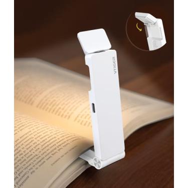 Imagem de VTIGER Luz de leitura, luz de livro recarregável por USB para leitura na cama, luminária de LED dobrável, 3 cores âmbares e 4 brilho regulável, lâmpada portátil de longa duração para amantes de livros