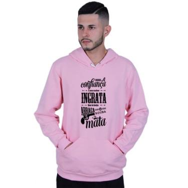 Imagem de Moletom Unissex Canguru A confiança Racionais Mcs - Lafre, Rosa claro,