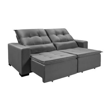 Imagem de Sofá 3 Lugares Chicago 1.80 Mts Veludo Com Pillow Cor:cinza