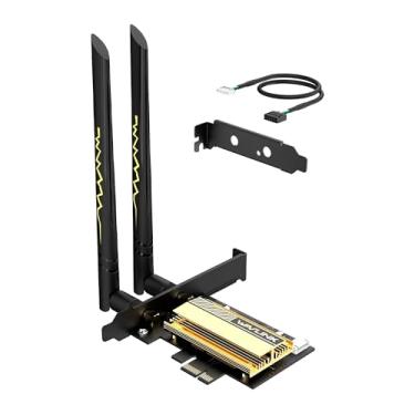 Imagem de Placa de Rede WiFi WiFi 6E PCIe AX5400M com Bluetooth 5.3, MU-MIMO, WPA3, OFDMA, e Chipset Intel AX210, Suporte Discreto