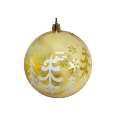 Imagem de Bola De Natal Decorada Print Mix Dourada Translúcida Luxo 10cm - Magizi