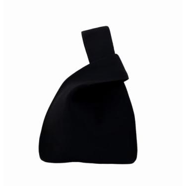 Imagem de Anopo Bolsa pequena de nó para mulheres, mini bolsa de crochê, bolsa de mão de malha sólida para viagens de praia diariamente, Preto, One Size