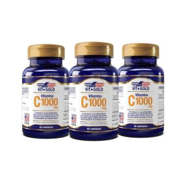 Imagem de Vitamina C 1000Mg Vitgold 60 Comprimidos Kit 03 Unidades