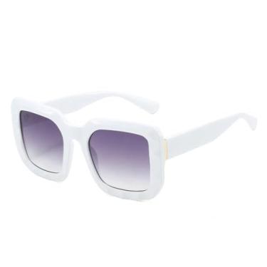 Imagem de Óculos de sol femininos retrô com gradiente, design moderno e com contraste de cores, clássico, simples e casual, masculino, UV400 (branco e cinza)
