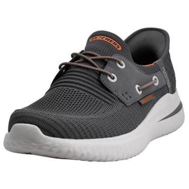 Imagem de Skechers Delson 3.0 - Roth Mocassins masculinos sem cadarço, Carvão/Laranja, 45