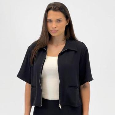 Imagem de Blusa Pacific Blue Cropped Manga Curta com Zíper Feminina-Feminino