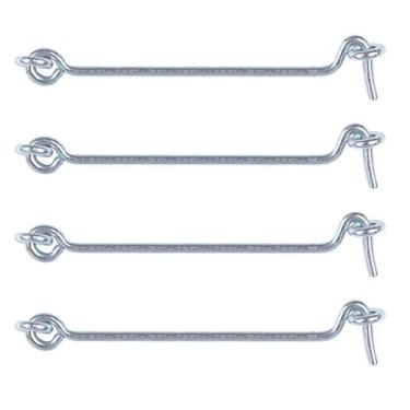 Imagem de Gancho de cabine de 10 cm, gancho de trinco de olhal, acabamento de revestimento de fechadura de porta para portão, janela deslizante, porta de celeiro, pacote com 4