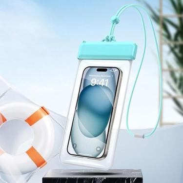 Imagem de Bolsa de telefone à prova d'água, capa para celular Lightweigt com cordão, capa protetora flutuante para iPhone 16 15 14 13 12 11 Pro Max Plus XR, compatível com dispositivos de até 7,2 polegadas